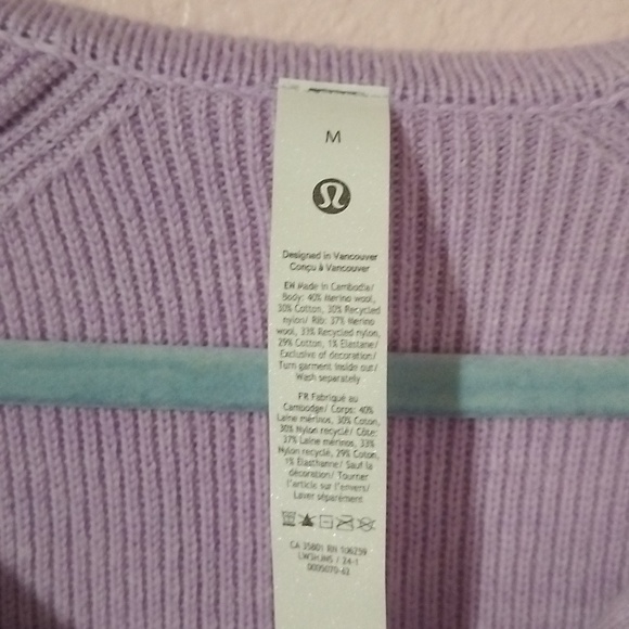Lululemon Crop Sweater LAVENDER PURPLE - Picture 2 of 4